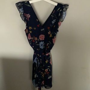 Navy blue floral short sleeve dress